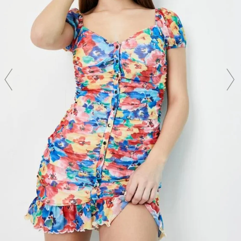 Current mood floral ruched button down mini dress size XXL - Picture 1 of 10